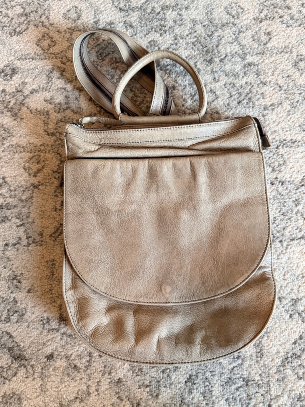 Leather backpack satchel purse - grey & versatile